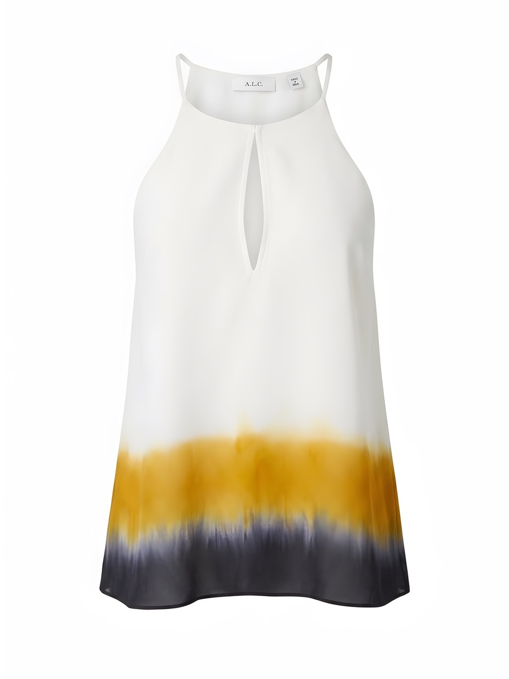 A.L.C. Cream Halter Camisole with Mustard and Black Ombre Hem, size 4